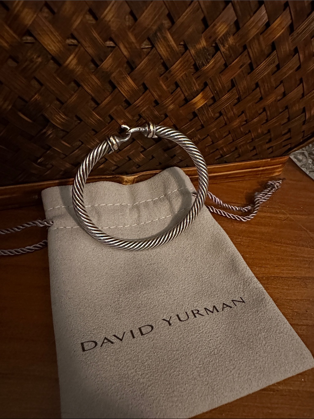 David Yurman Silver 18k 5 Mm Buckle Bracelet. With Certificate Of Authenticity.